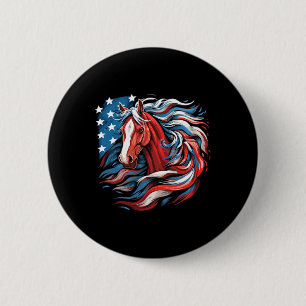 Chapa Redonda De 5 Cm Caballo Con Bandera De Eeuu Caballo De Caballo En