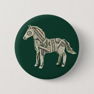 Chapa Redonda De 5 Cm Caballo de Origami de Dinero
