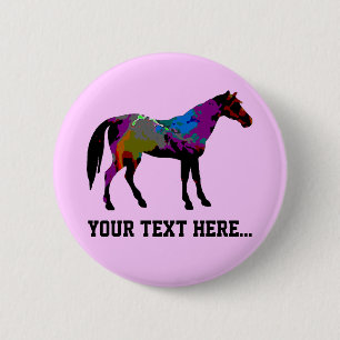 Chapa Redonda De 5 Cm Caballo de raza personalizado