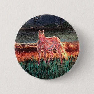Chapa Redonda De 5 Cm Caballo de sueño espiritual, pintado