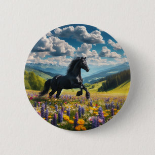 Chapa Redonda De 5 Cm Caballo floral/primaveral/semental