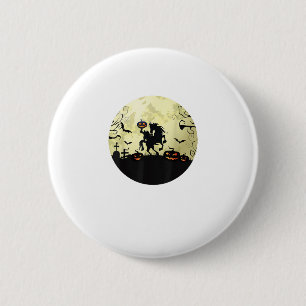 Chapa Redonda De 5 Cm caballo halloween jinete sin cabeza Calabaza y lun