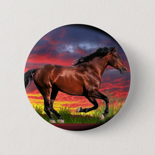 Chapa Redonda De 5 Cm Caballo libre de nacimiento (Anverso)