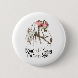 Chapa Redonda De 5 Cm Caballo lindo camiseta con encanto Boho Hippie Ecu