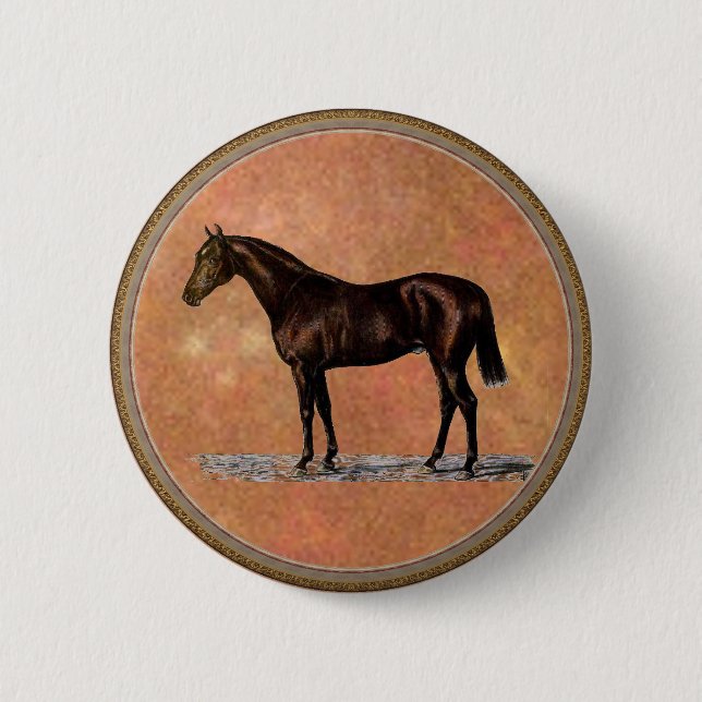 Chapa Redonda De 5 Cm Caballo marrón (Anverso)