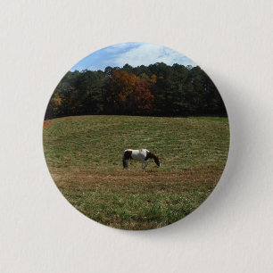 Chapa Redonda De 5 Cm Caballo marrón y blanco