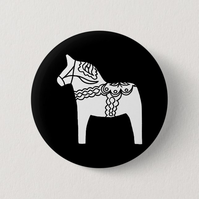 Chapa Redonda De 5 Cm Caballo negro de Dala (Anverso)
