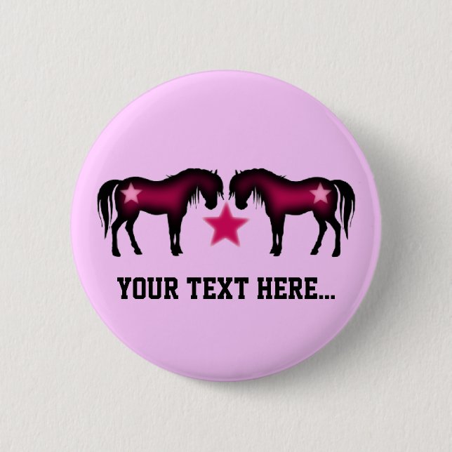 Chapa Redonda De 5 Cm Caballo personalizado femenino rosado (Anverso)