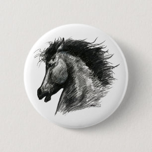 Chapa Redonda De 5 Cm Caballo Salvaje Ferviente