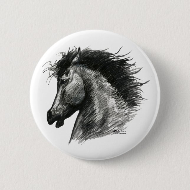 Chapa Redonda De 5 Cm Caballo Salvaje Ferviente (Anverso)