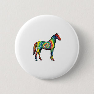 Chapa Redonda De 5 Cm Caballo Tie Dye Grabado Antiguo Arte Vectorial