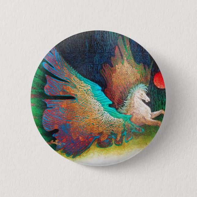 Chapa Redonda De 5 Cm Caballo Volador (Anverso)