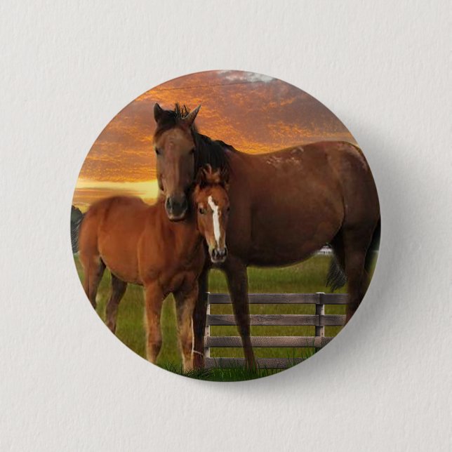 Chapa Redonda De 5 Cm Caballo y poni (Anverso)