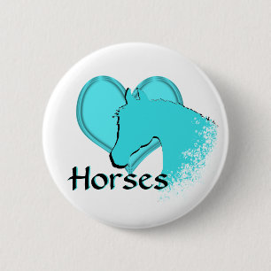 Chapa Redonda De 5 Cm Caballos de Corazón III (aqua)