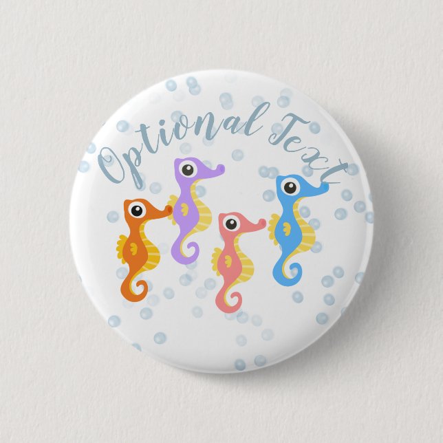 Chapa Redonda De 5 Cm Caballos pequeños de mar (Anverso)