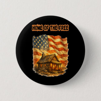 Chapa Redonda De 5 Cm Cabaña Americana Patriótica - Diseño de la bandera