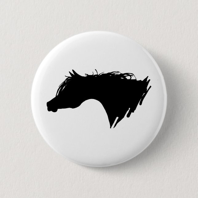Chapa Redonda De 5 Cm Cabeza de caballo árabe (Anverso)