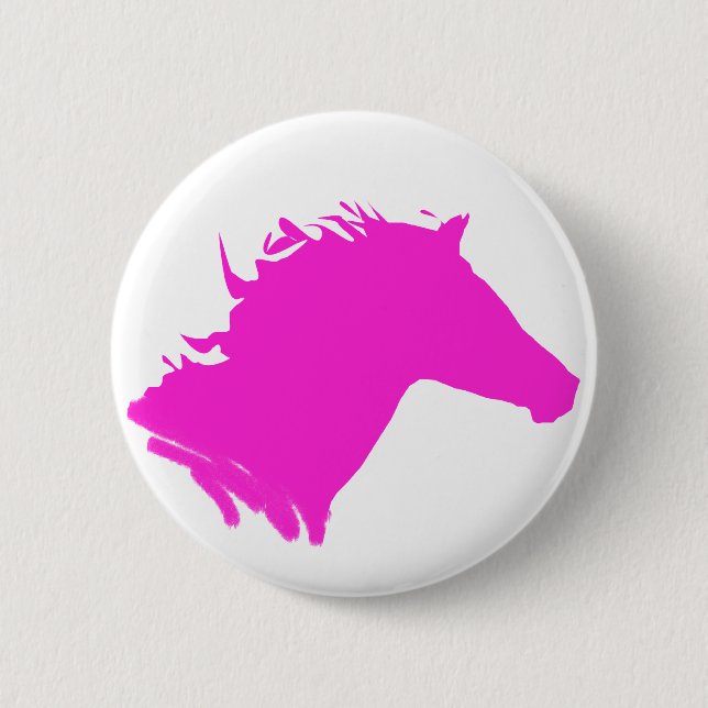 Chapa Redonda De 5 Cm Cabeza de caballo rosada llana (Anverso)