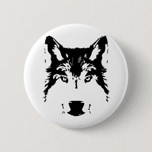 Chapa Redonda De 5 Cm Cabeza de lobo