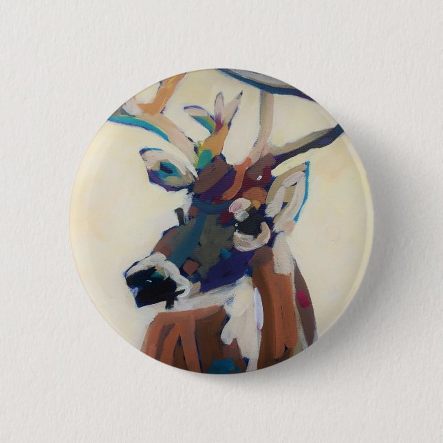 Chapa Redonda De 5 Cm Cabeza de los ciervos (Anverso)