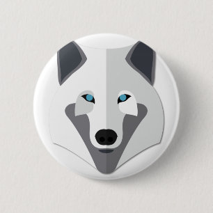Chapa Redonda De 5 Cm Cabeza de White Wolf del dibujo animado