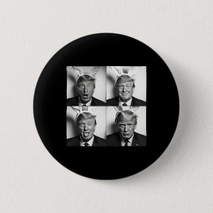 Chapa Redonda De 5 Cm Cabina de Fotos de Trump con Orejas de Conejo de P