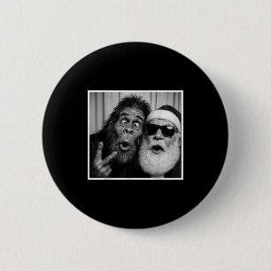 Chapa Redonda De 5 Cm Cabina de Fotos Divertida de Bigfoot con Santa Nav