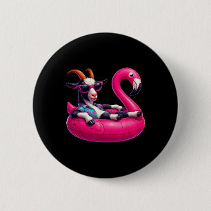 Chapa Redonda De 5 Cm Cabra de verano divertida fiesta de piscina rosa h
