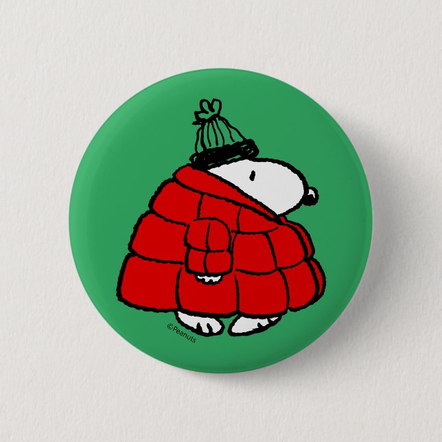 Chapa Redonda De 5 Cm Cacahuetes | Chaqueta Snoopy Red Puffer (Anverso)
