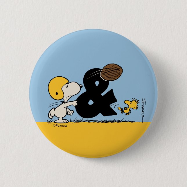 Chapa Redonda De 5 Cm Cacahuetes | Fútbol Snoopy & Woodstock (Anverso)
