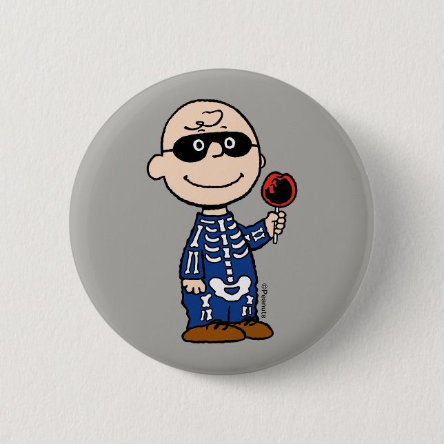Chapa Redonda De 5 Cm Cacahuetes | Skeleton Charlie Brown (Anverso)