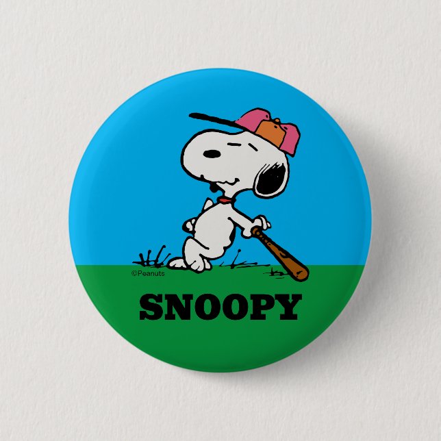 Chapa Redonda De 5 Cm Cacahuetes | Snoopy en Bat (Anverso)