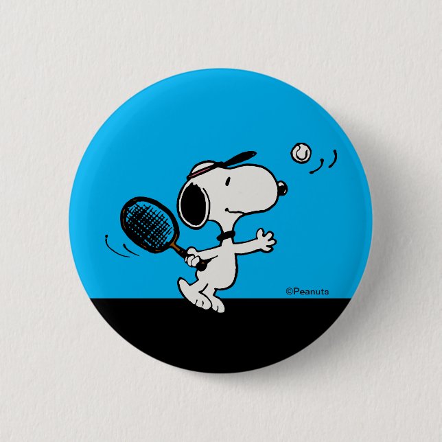 Chapa Redonda De 5 Cm Cacahuetes | Snoopy Juega Al Tenis (Anverso)