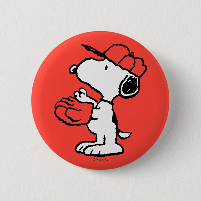 Chapa Redonda De 5 Cm Cacahuetes | Snoopy Making the Catch (Anverso)