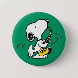 Chapa Redonda De 5 Cm Cacahuetes | Snoopy Saxophone Player