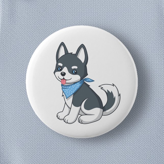 Chapa Redonda De 5 Cm Cachorro Husky Adorable (Subido por el creador)