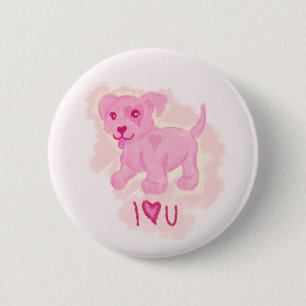 Chapa Redonda De 5 Cm Cachorro rosa