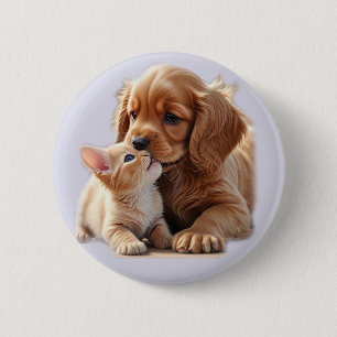 Chapa Redonda De 5 Cm Cachorro y gatito