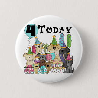 Chapa Redonda De 5 Cm Cachorros 4º cumpleaños Camisetas y regalos