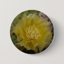 Chapa Redonda De 5 Cm Cactus Amarillo en Flor