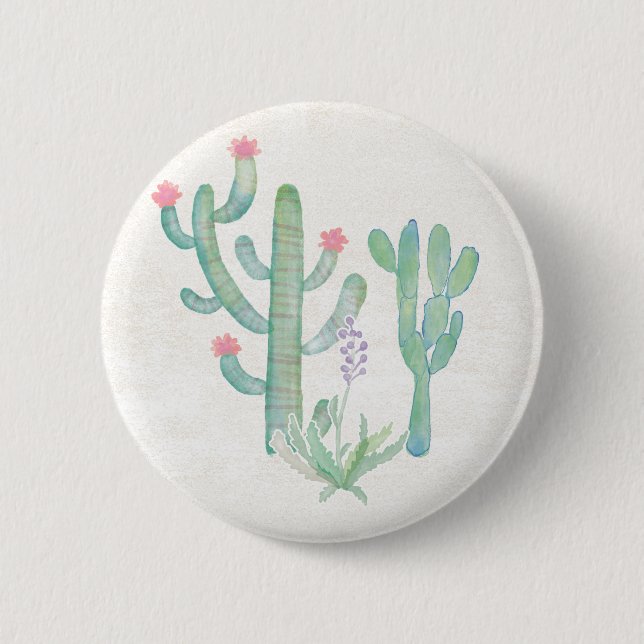 Chapa Redonda De 5 Cm Cactus bohemio de la acuarela (Anverso)