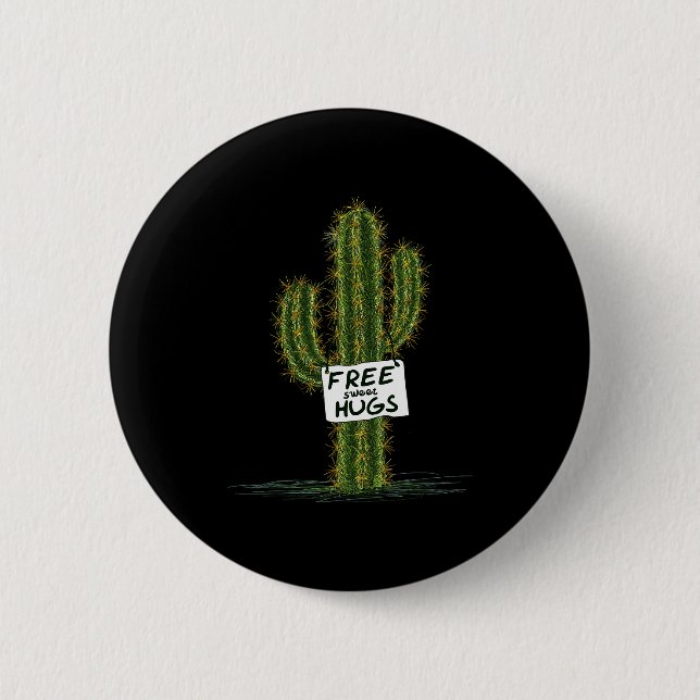 Chapa Redonda De 5 Cm Cactus Cacti Funny Art Humor Sweet Hugs  (Anverso)