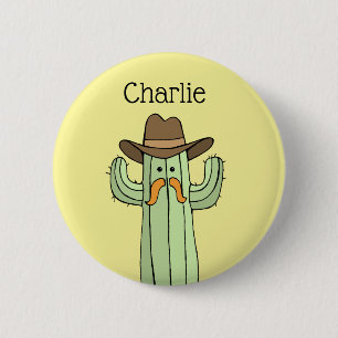 Chapa Redonda De 5 Cm Cactus Cowboy Personalizado