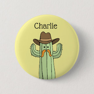 Chapa Redonda De 5 Cm Cactus Cowboy Personalizado