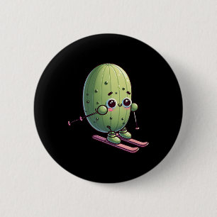 Chapa Redonda De 5 Cm Cactus De Esquí Cute Alpino Nieve Kawaii Dibujos A