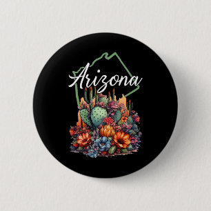 Chapa Redonda De 5 Cm Cactus Flores Floreciendo Genial Arizona Exterior 