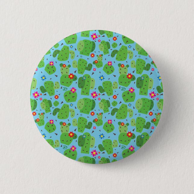 Chapa Redonda De 5 Cm Cactus Me Outside (Azul) - Button (Anverso)