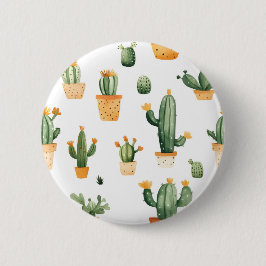 Chapa Redonda De 5 Cm Cactus pulido en blanco