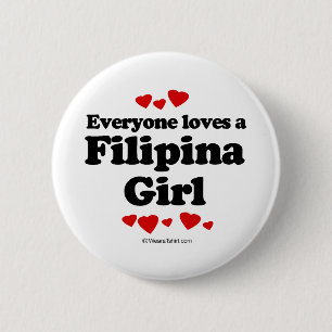 Chapa Redonda De 5 Cm Cada uno ama una camiseta del chica de la filipina