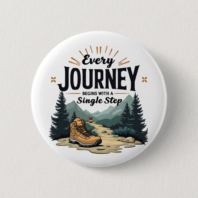Chapa Redonda De 5 Cm Cada viaje empieza con un solo paso de senderismo (Anverso)